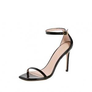 NEW STUART WEITZMAN women's nudist curve patent sandals in black